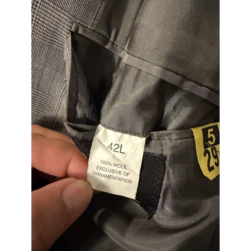 Jos. A. Bank Mens 42L Grey Glen Plaid 100% Wool 2-Piece Suit Pleated Pants 36L - Picture 5 of 12